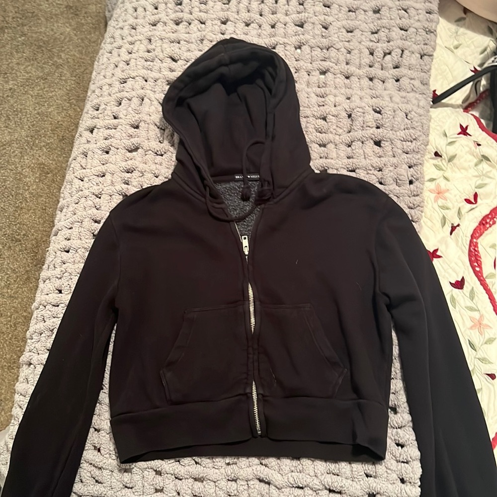 Brandy Melville cropped black zip up